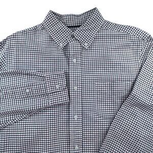 Cremieux Classics White Navy‎ Burgundy Check Button-Down Dress Shirt - L